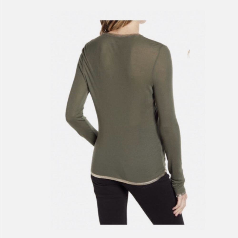 Zadig & Voltaire Willy Gold Long-Sleeve Tee Olive Size Small - Picture 10 of 12